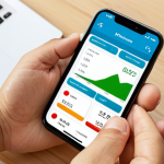 **

A mobile app interface showcasing personal finance management, with happy Vietnamese users interacting with it. Focus on ease of use and customization. The app should have high ratings and a rapidly increasing user base. Show a modern, clean design that resonates with Vietnamese culture.

**