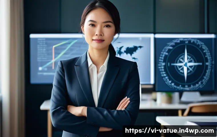 가치 기반 우선순위화의 인사이트 도출 - **Prompt:** "A Vietnamese professional woman, aged 30s, stands confidently in a modern, sunlit offic...